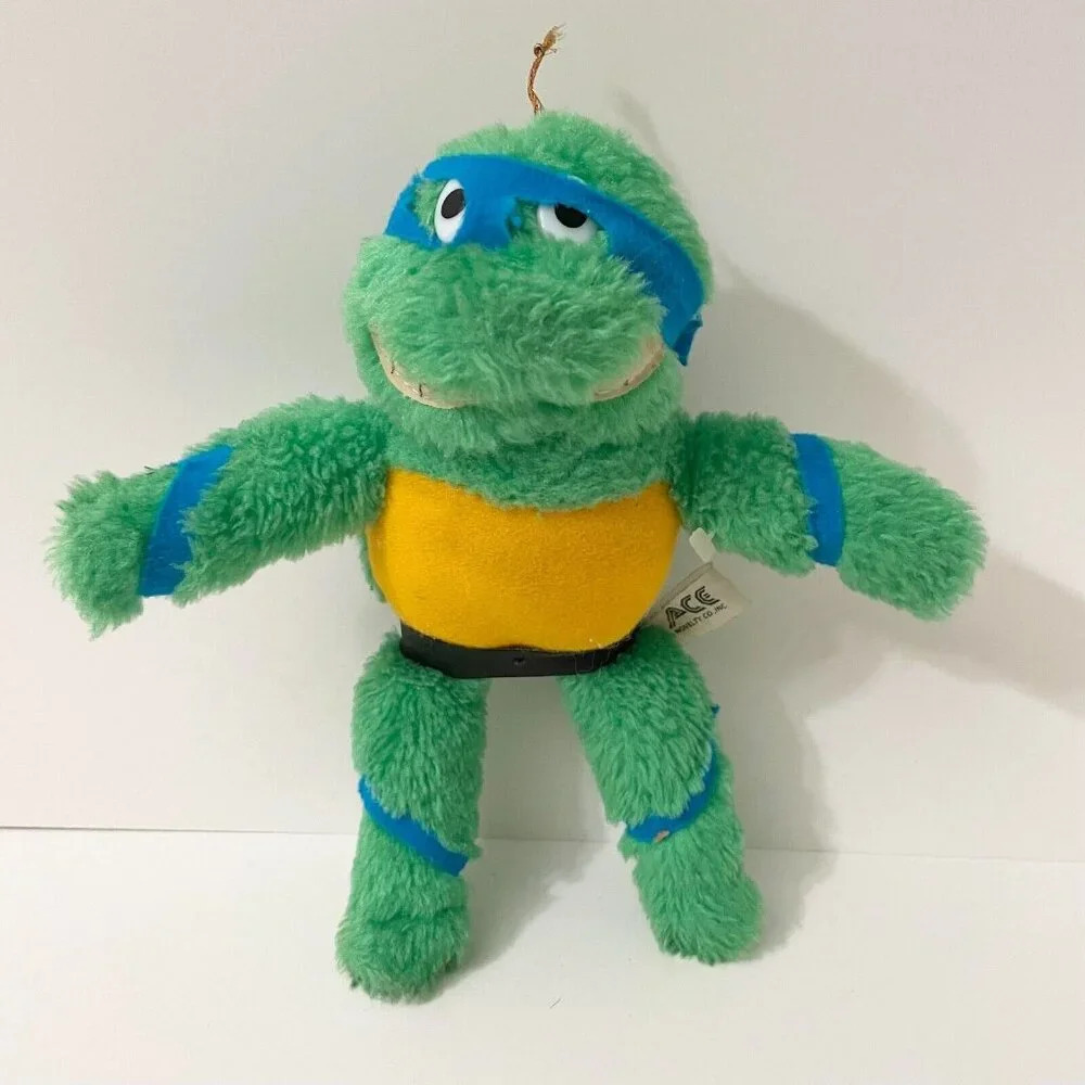 Vintage 1989 Leonardo TMNT Leo Plush Doll ACE Novelty 9 Inch Mirage Flaws
